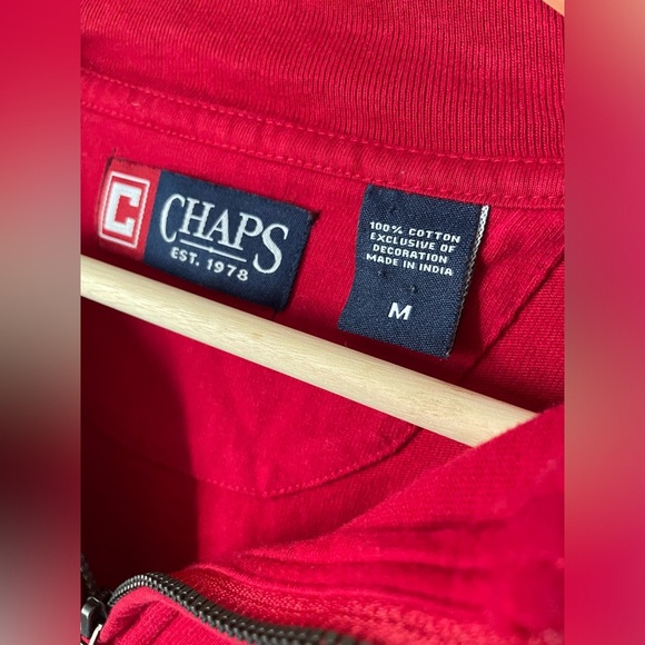Vintage men’s Chaps Crimson Quarter-Zip Sweater size Medium 100% cotton NWOT - Picture 3 of 5